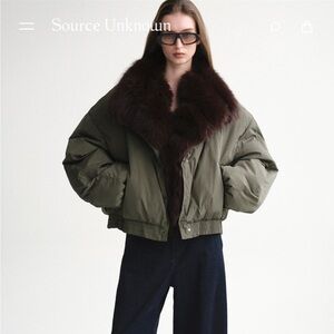 SOURCE UNKOWN Fur Collar Down Jacket